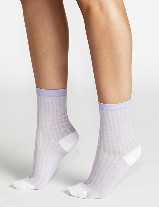 Grazia Check Crew Sock (Viola)