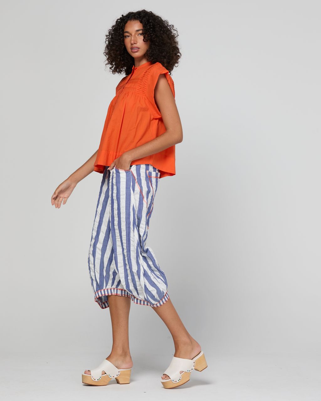 Boom Shankar Guru 3/4 Cotton Pant Ocean Stripe | Women's Pants | Gretel Lane