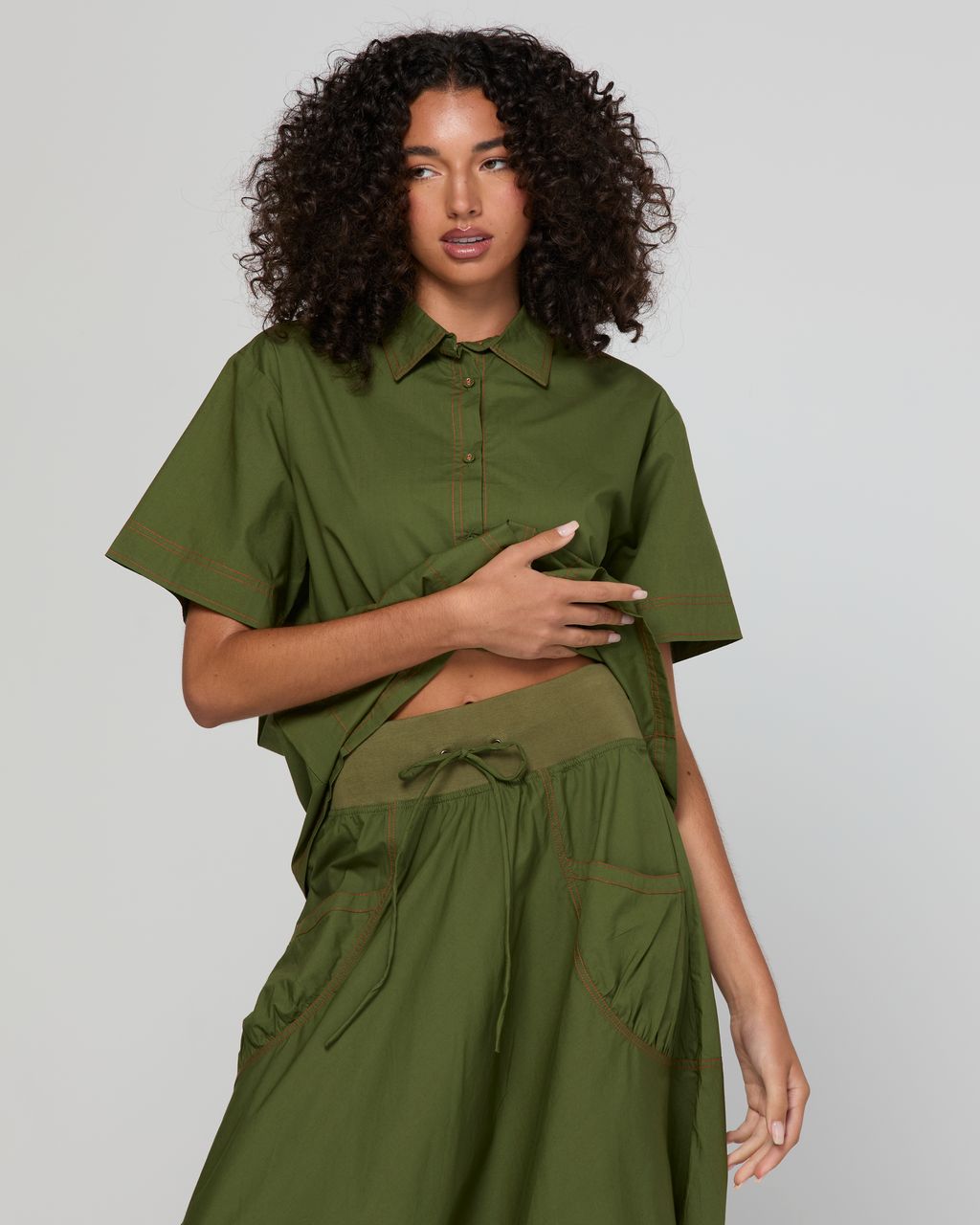 Boom Shankar | Guru Cotton Balloon-style Skirt Chive | Women's Clothing | Gretel Lane