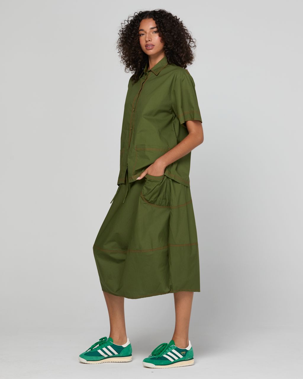 Boom Shankar | Guru Cotton Balloon-style Skirt Chive | Women's Clothing | Gretel Lane
