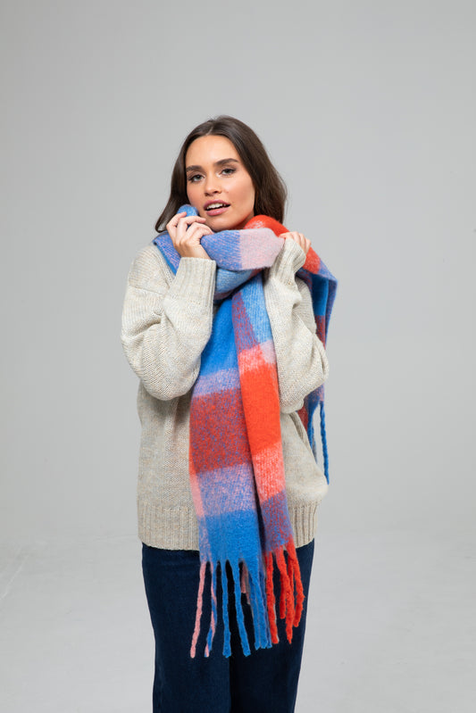 Jax Scarf (Blue w Red)