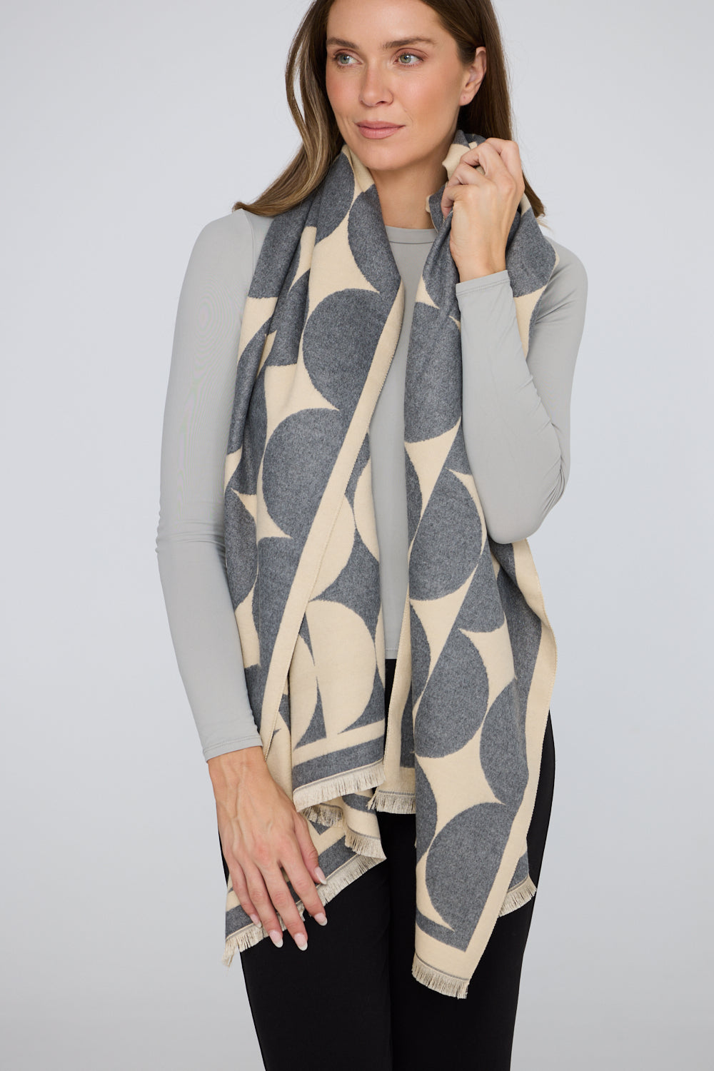 Holiday Life Paloma Geometric Scarf in Grey | Women's Scarves | Gretel Lane