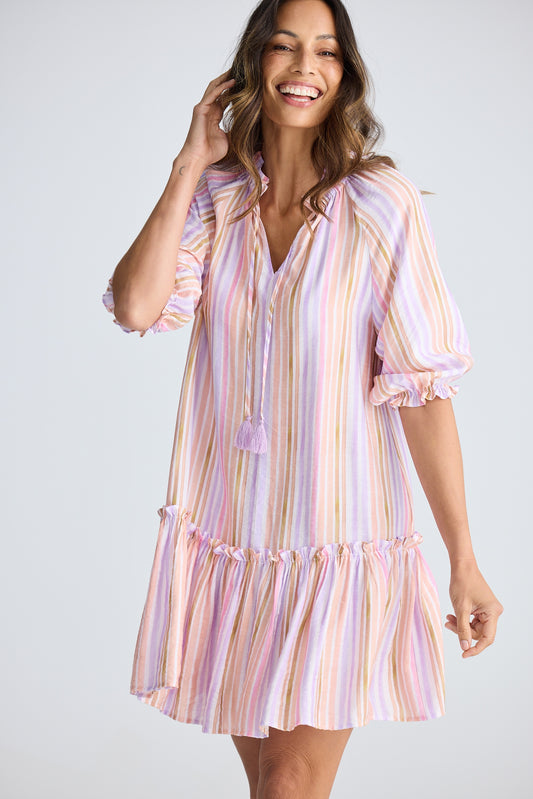 Avery Mini Dress (Painterly Stripe)