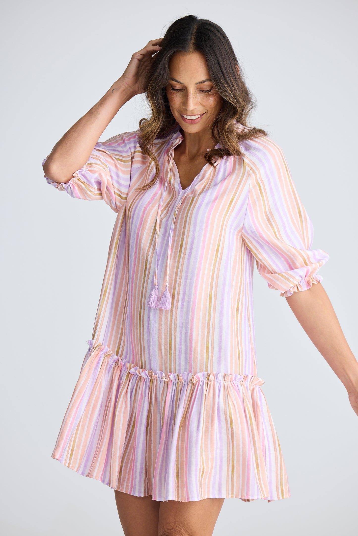Avery Mini Dress (Painterly Stripe)