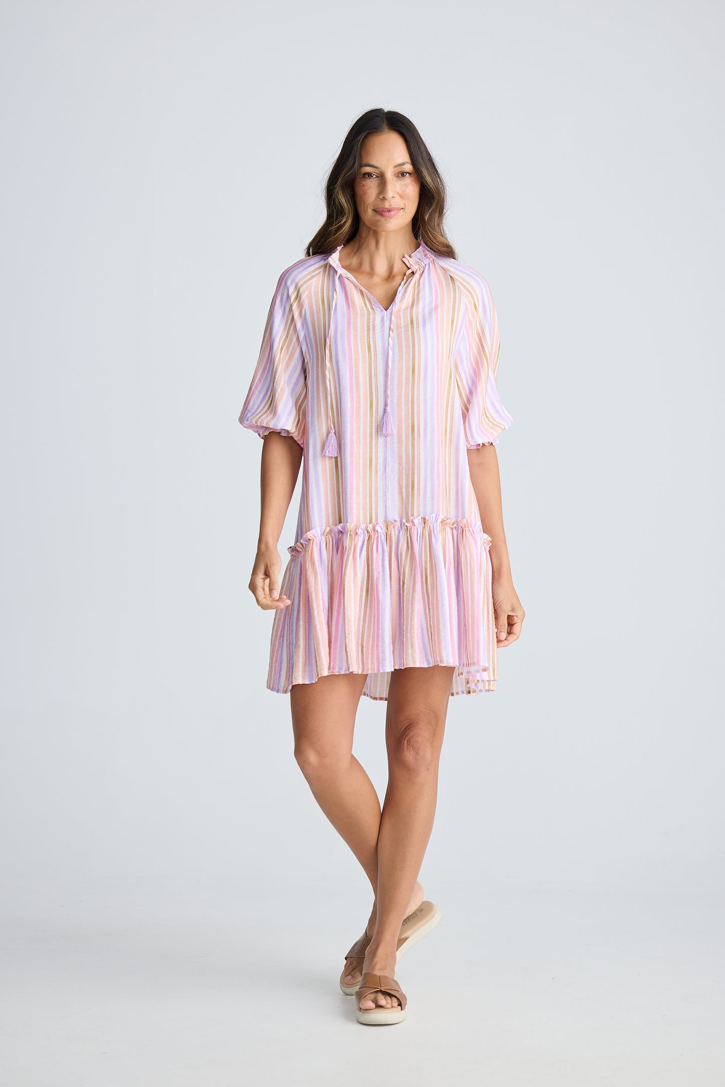Avery Mini Dress (Painterly Stripe)
