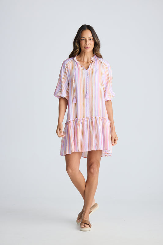 Avery Mini Dress (Painterly Stripe)
