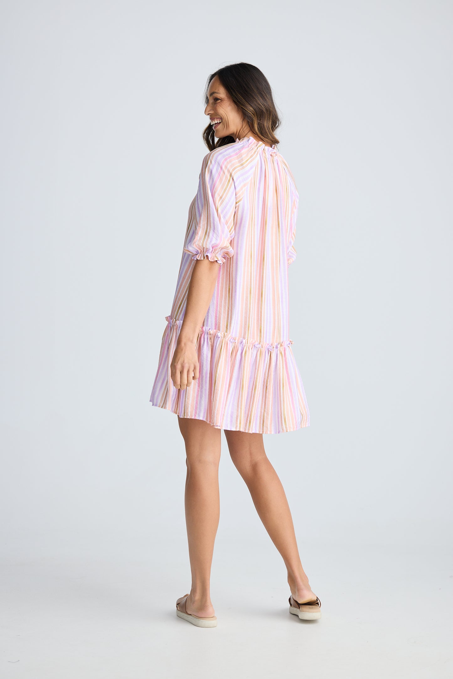 Avery Mini Dress (Painterly Stripe)
