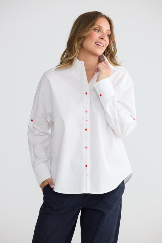 Fae Cotton Button Through Shirt in White