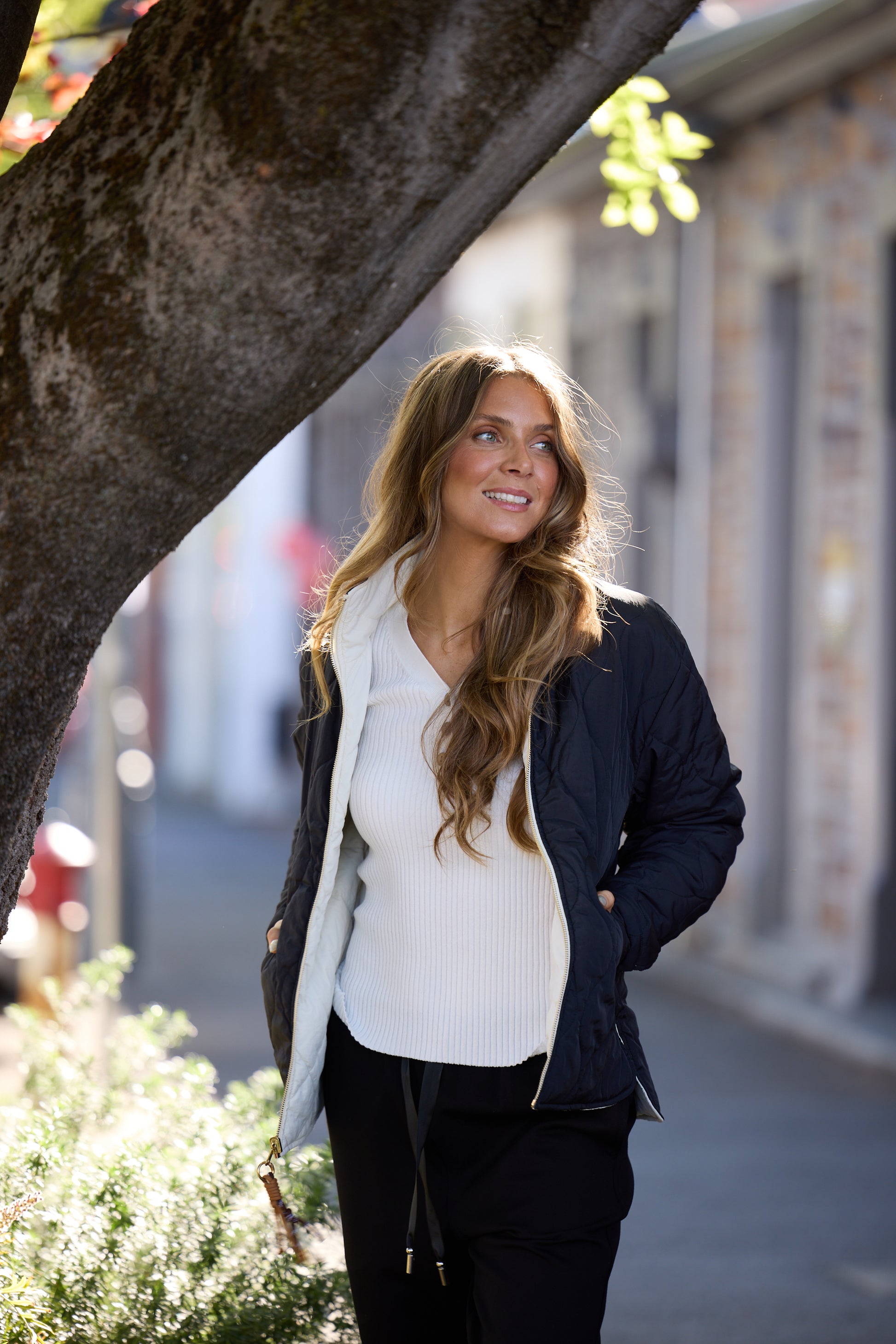 Home Love Ellis Reversible Puffer Jacket in Black with Cream | Women's Jackets | Gretel Lane