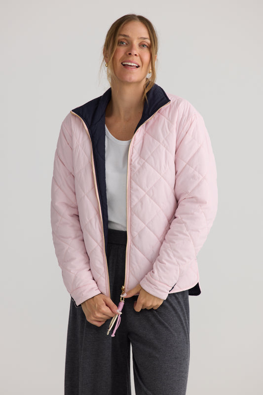 Home Love Ellis Reversible Puffer Jacket in Navy with Pink | Women's Jackets | Gretel Lane