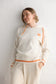 Home Love Bold Hearts Knit Hoodie in Off White with Orange | Women's Clothing | Gretel Lane