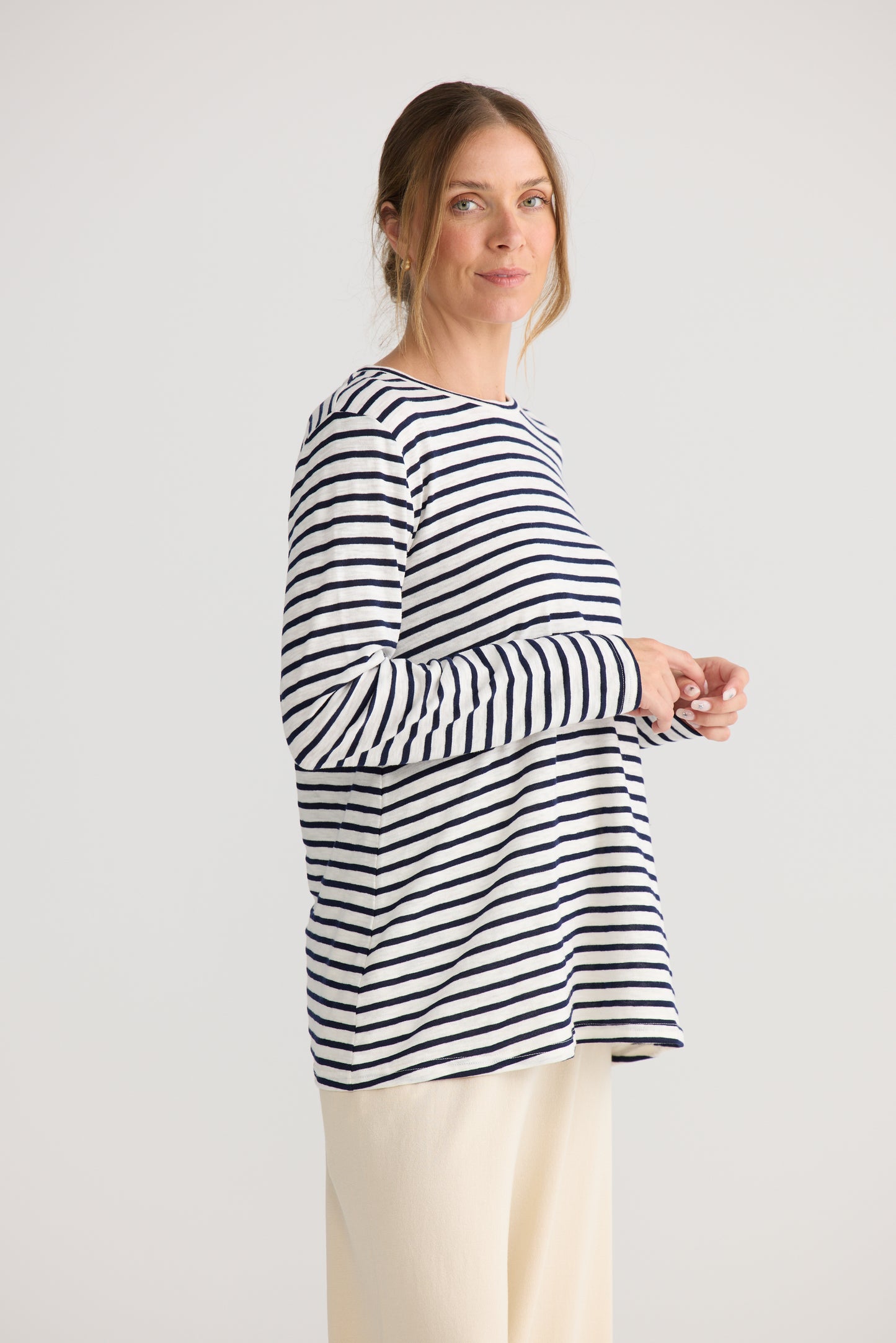 Home Love Sana Long Sleeve Top in Navy Stripe | Women's Clothing | Gretel Lane