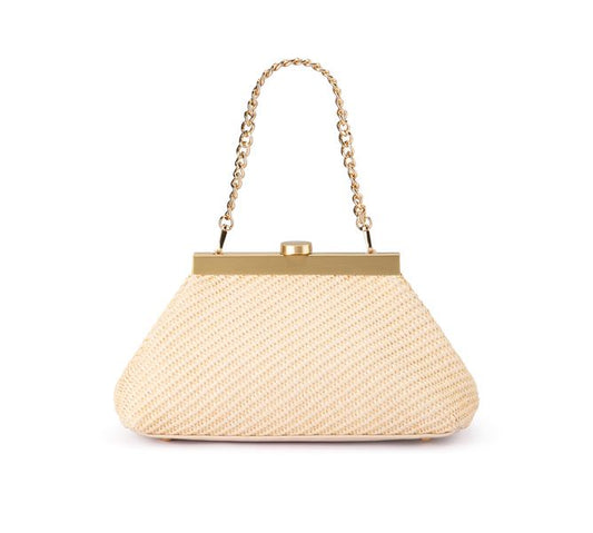 Hanna Woven Straw Clutch (Natural)