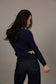 Humidity Women's Navy V-Neck Slimline Hanna Jumper | Gretel Lane
