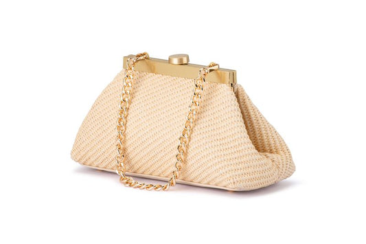 Hanna Woven Straw Clutch (Natural)