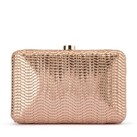 Women's Rose Gold Olga Berg Hannah Textured Clutch | Gretel Lane