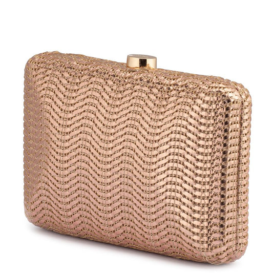 Women's Rose Gold Olga Berg Hannah Textured Clutch | Gretel Lane