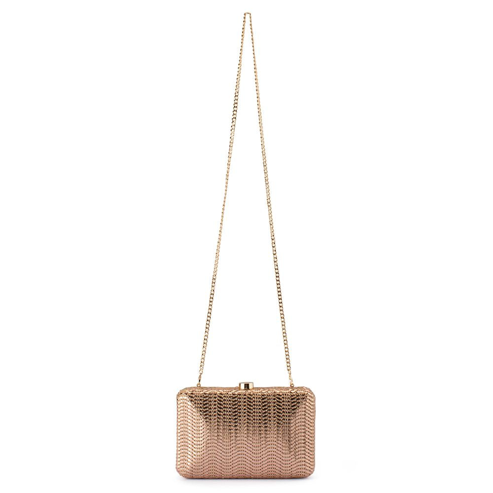 Women's Rose Gold Olga Berg Hannah Textured Clutch | Gretel Lane