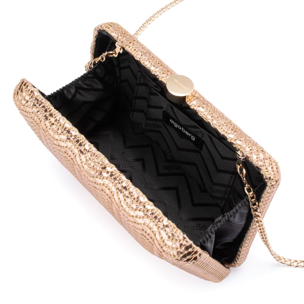 Women's Rose Gold Olga Berg Hannah Textured Clutch | Gretel Lane
