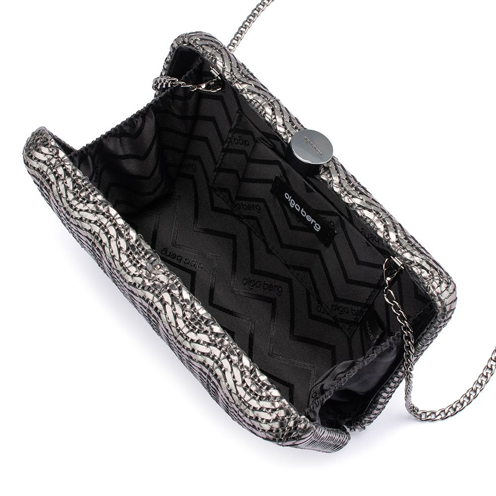 Olga Berg Hannah Gunmetal Textured Clutch Bag | Gretel Lane