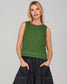 Hara Sleeveless Green Top with Pink Stitching | Women's Clothing | Gretel Lane