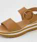 Django & Juliette Harlows Stripe Platform Leather Sandal Dark Tan | Women's Sandals | Gretel Lane