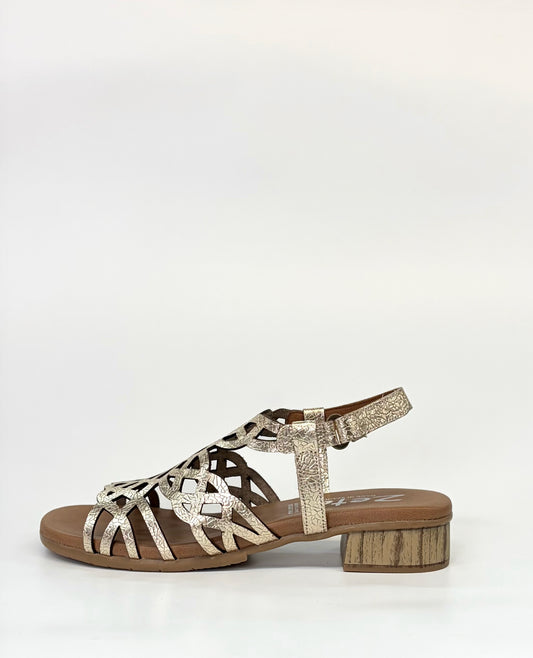 Zeta Hilite Women's Low Block Heel Sandal Champagne | Gretel Lane | Women's Sandal Heel