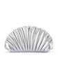 Hollie Silver Vegan Leather Pleated Shell Shaped Clutch Bag | Gretel Lane