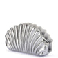 Hollie Silver Vegan Leather Pleated Shell Shaped Clutch Bag | Gretel Lane