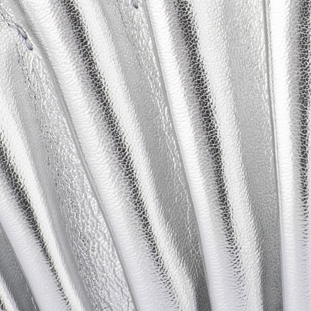 Hollie Silver Vegan Leather Pleated Shell Shaped Clutch Bag | Gretel Lane