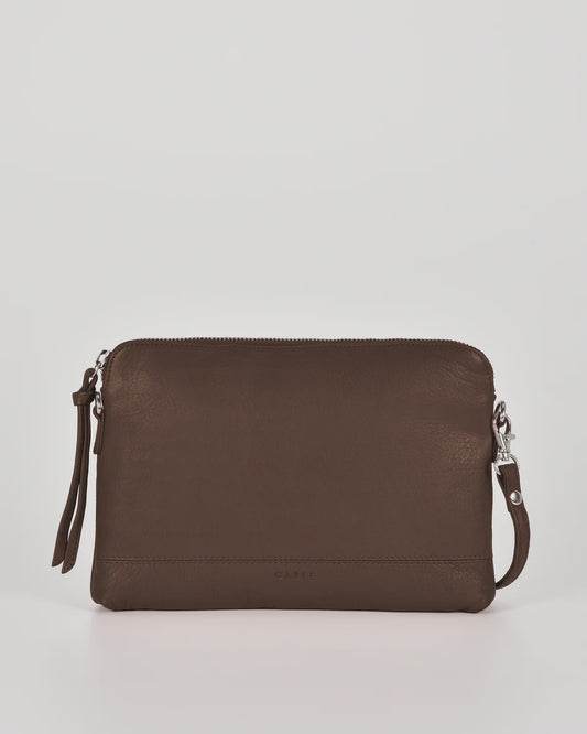 Gabee Holly Leather Crossbody Bag in Chocolate | Women's Handbags | Gretel Lane