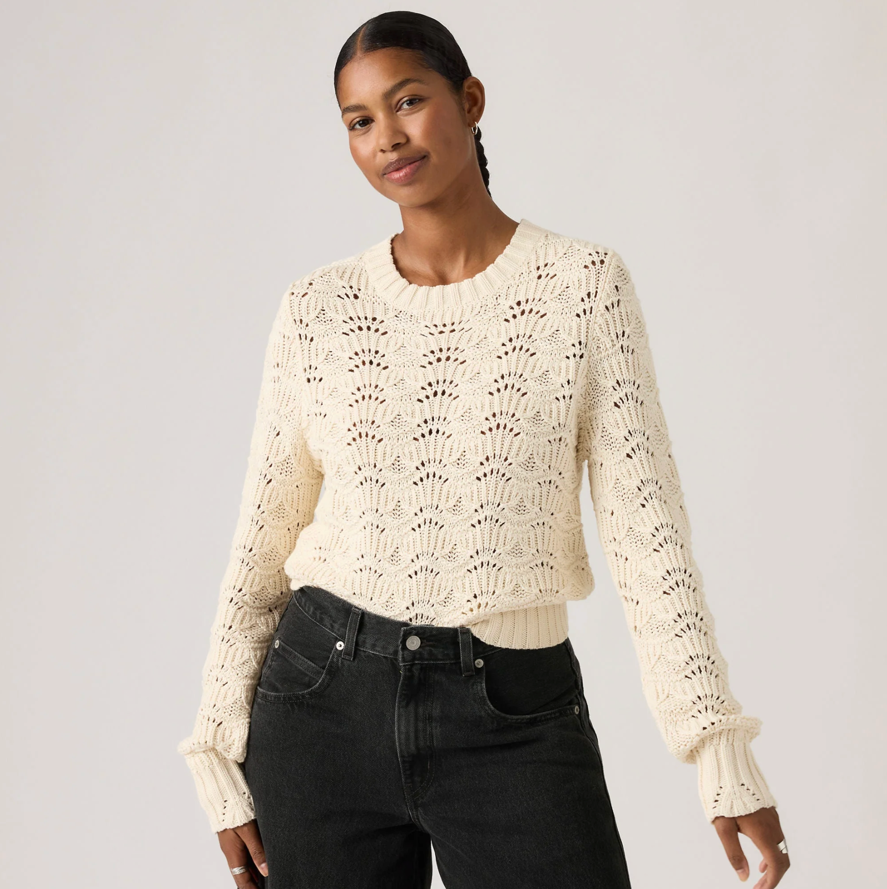 Levi's Women's Cotton Knit Sweater in Cream | Gretel Lane