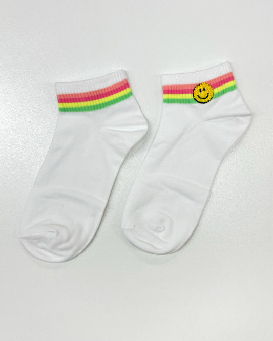 Qtr Crew Sock (Ribbed Smiley Rainbow)