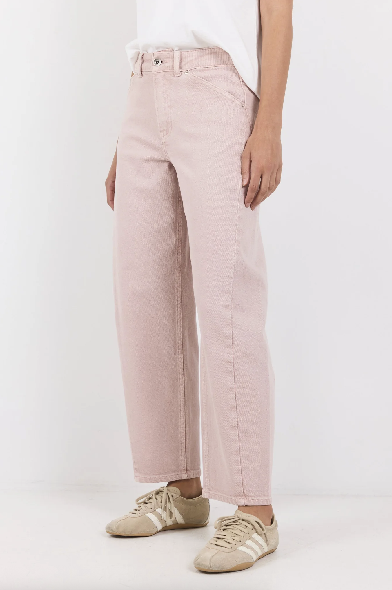 Stories Be Told Idolise Stretch Soft Barrel Leg Jean Pale Pink Denim | Women's Jeans | Gretel Lane