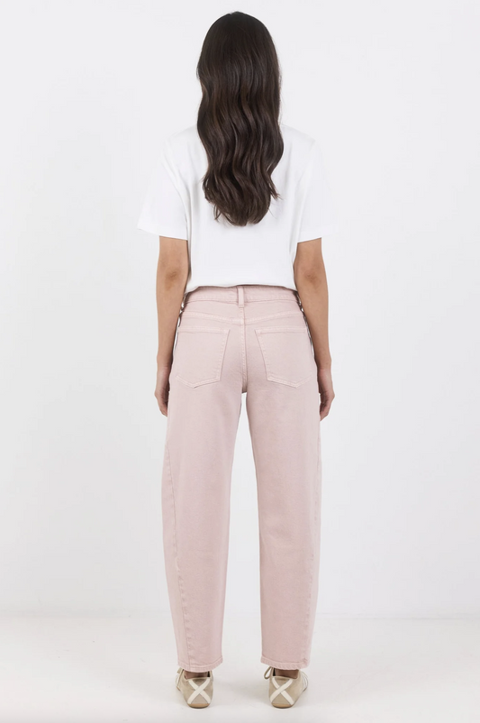Stories Be Told Idolise Stretch Soft Barrel Leg Jean Pale Pink Denim | Women's Jeans | Gretel Lane
