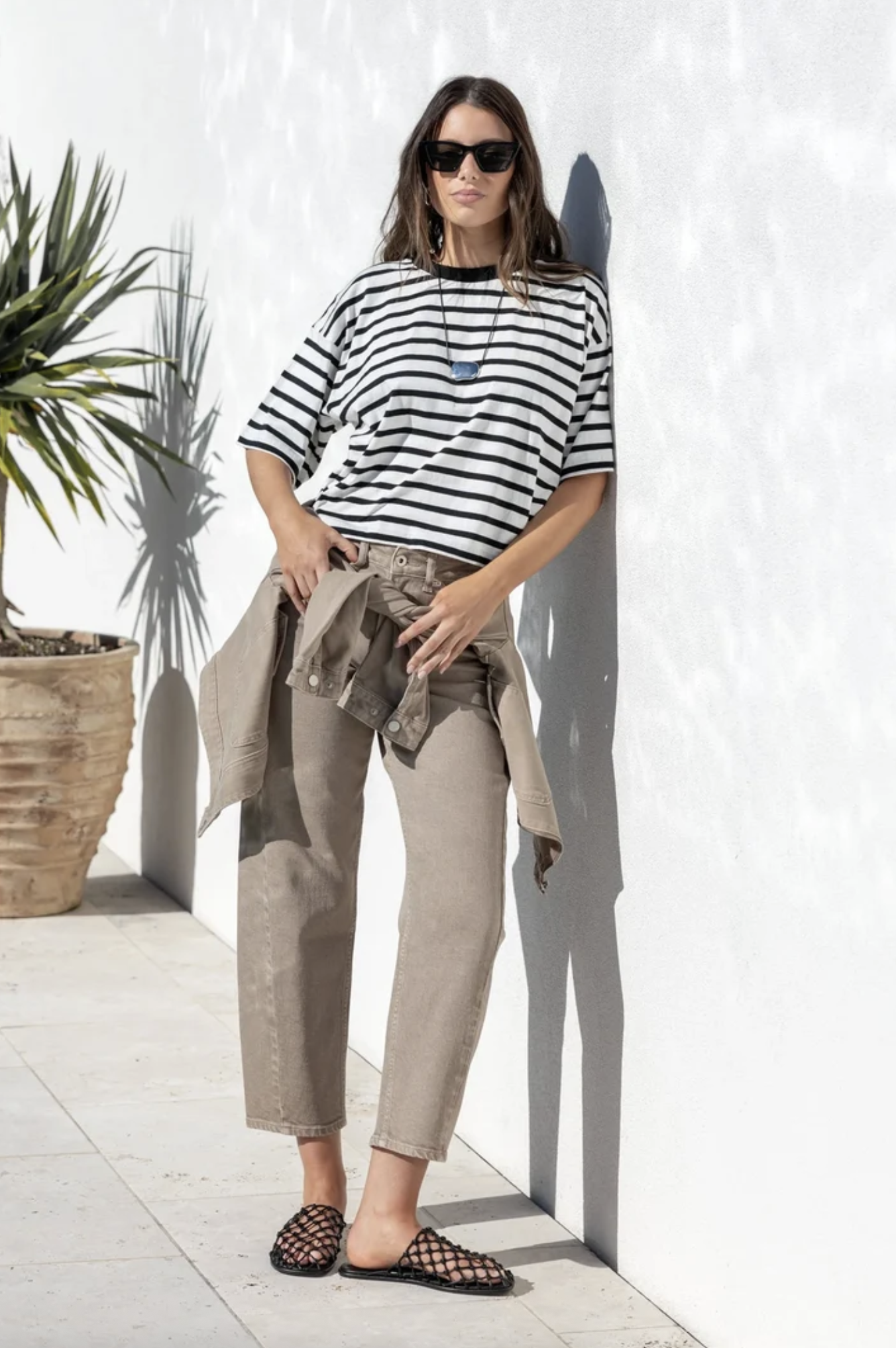 Stories Be Told Idolise Stretch Soft Barrel Leg Jean Taupe | Women's Jeans | Gretel Lane