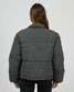 In Check Puffer Jacket in Black and White Check