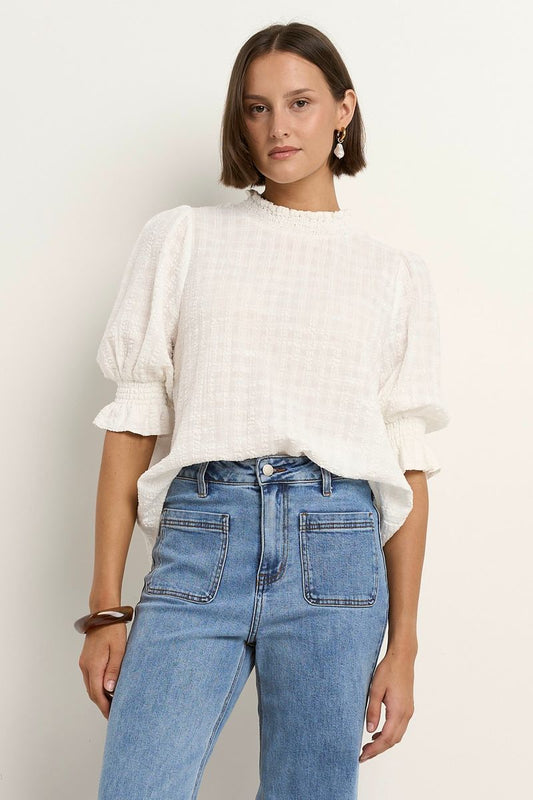Influential High Neck Top (Ivory Texture)