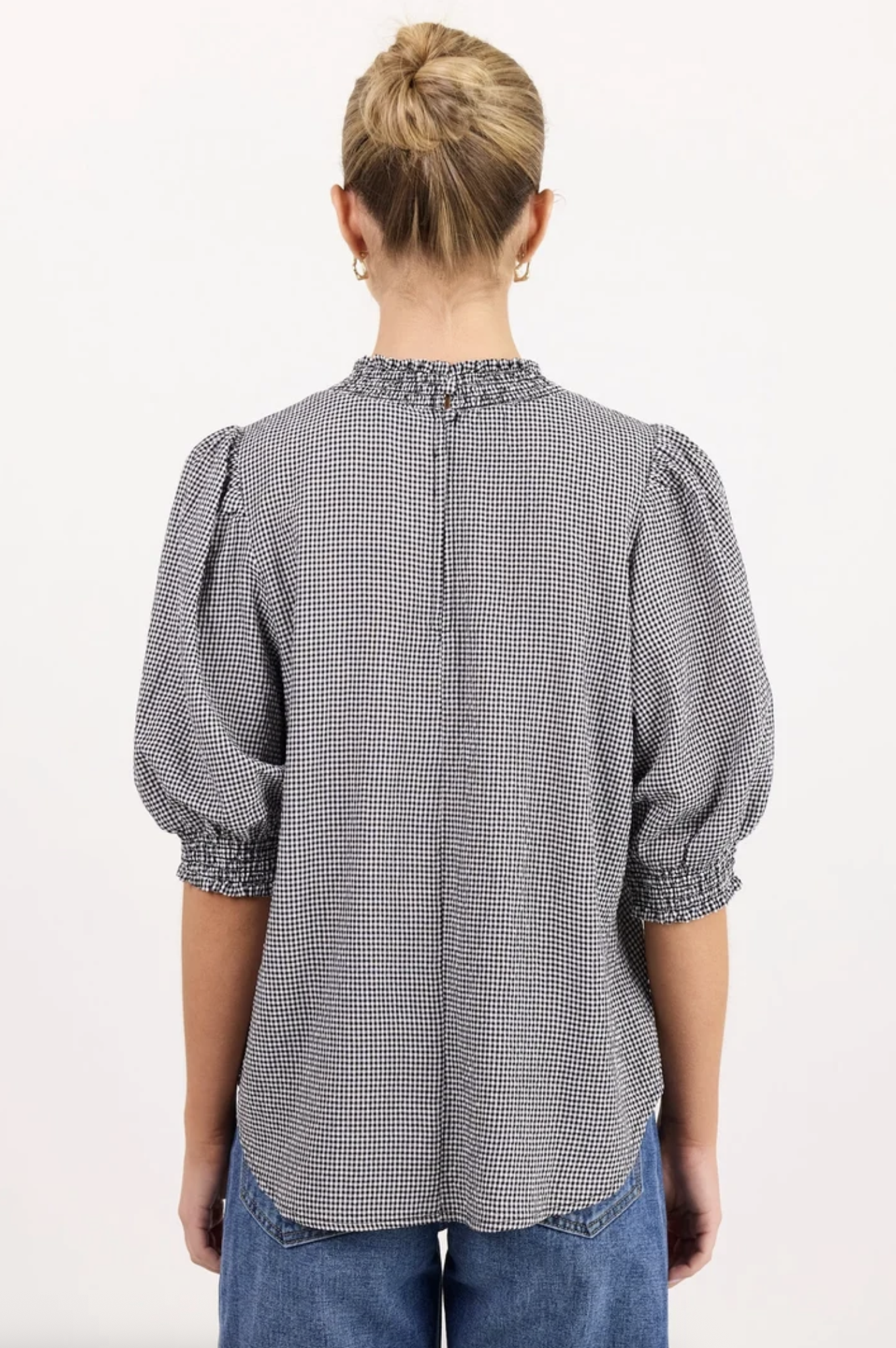 Among The Brave Influential Relaxed High Neck Top Black/White Mini Gingham | Women's Clothing | Gretel Lane