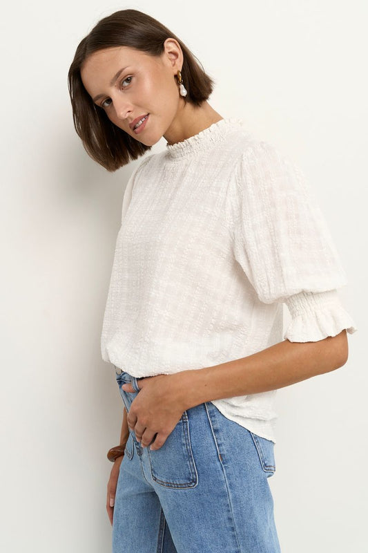 Influential High Neck Top (Ivory Texture)