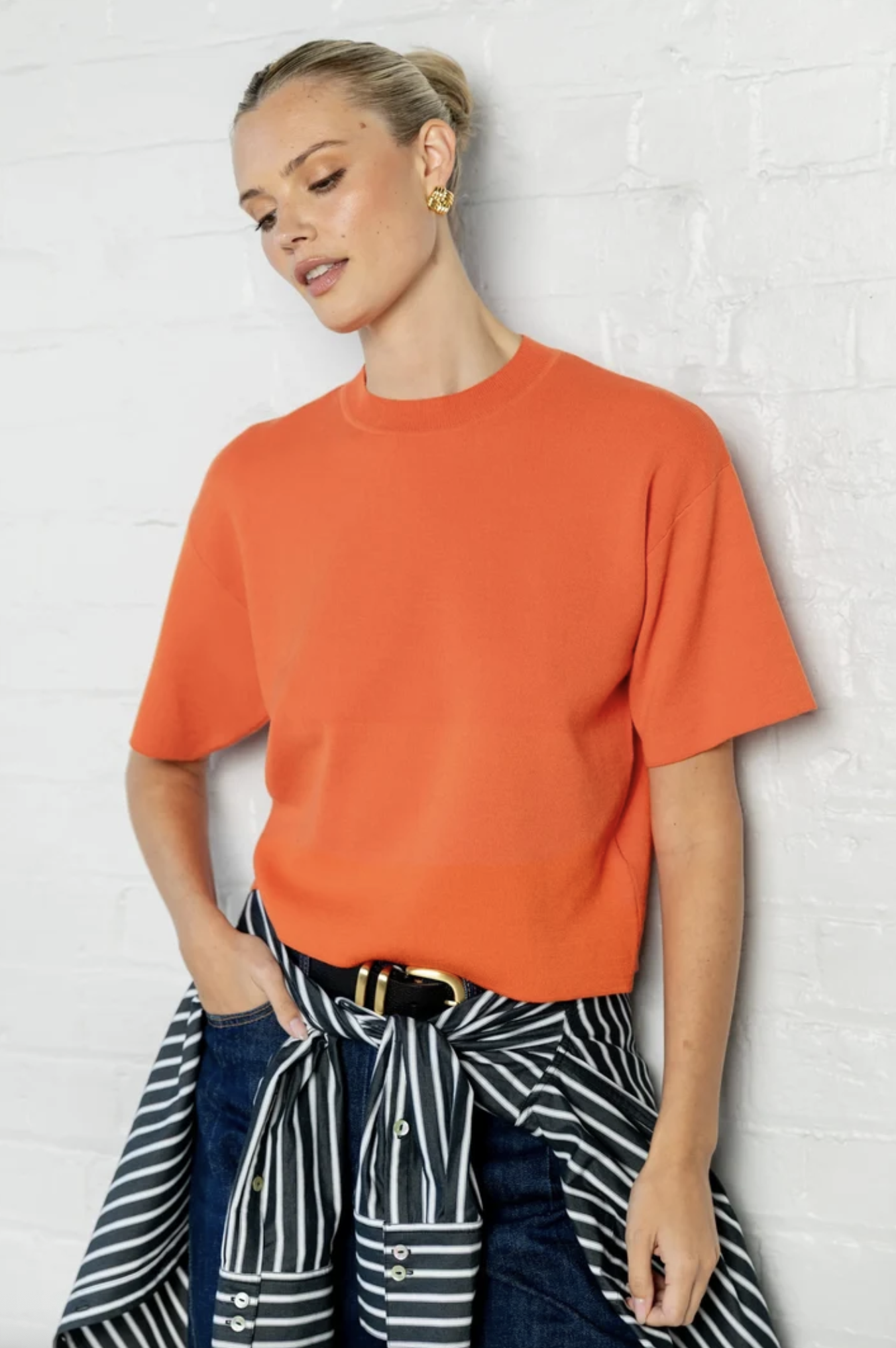 Stories Be Told Intrepid Relaxed Knit Tee Blood Orange | Women's Clothing | Gretel Lane