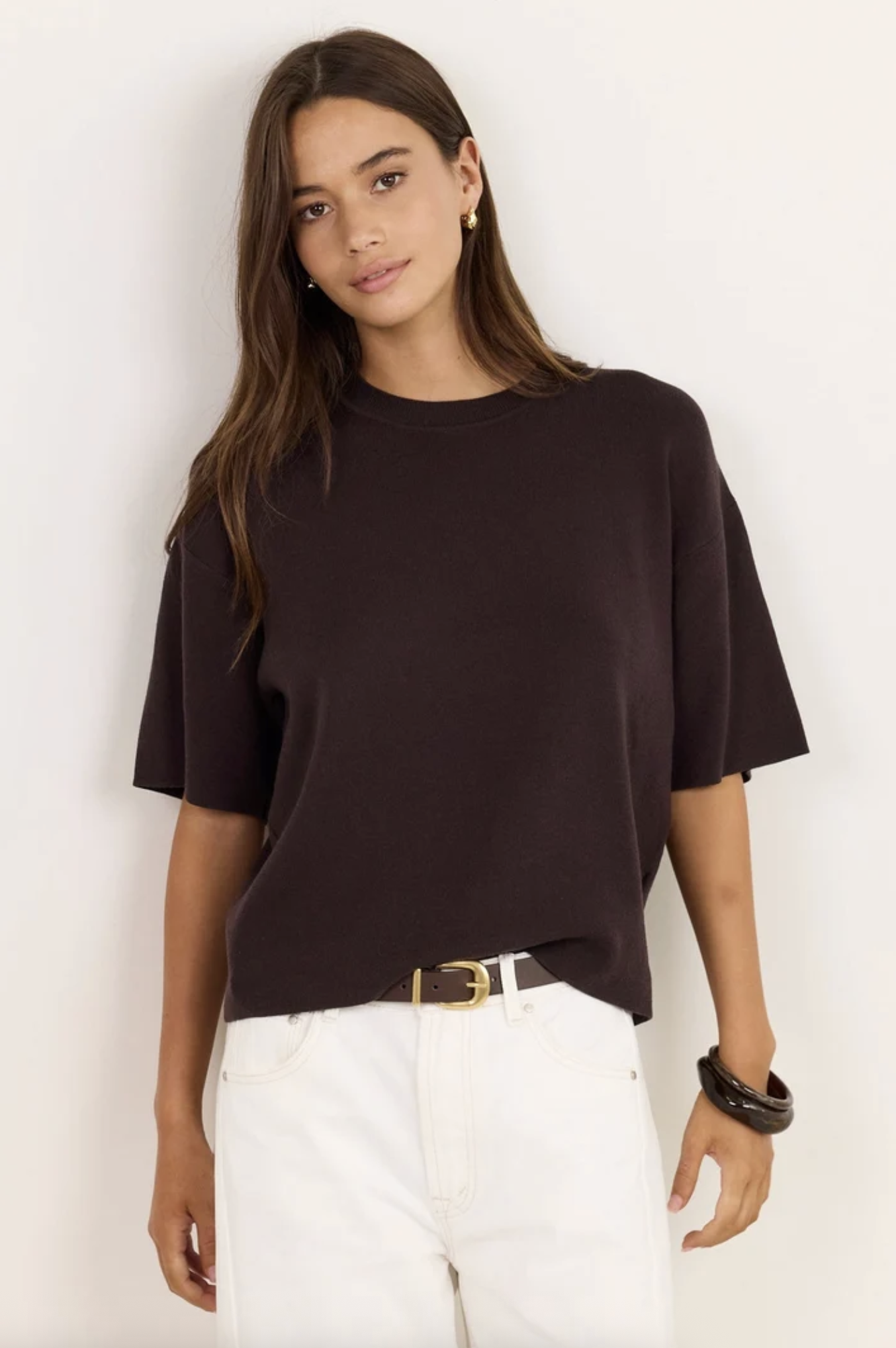 Stories Be Told Intrepid Relaxed Knit Tee Chocolate | Women's Tops | Gretel Lane