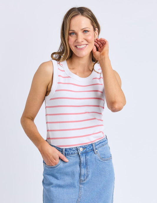 Iris Stripe Tank (White/Rose Stripe)