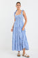 Isabella Strappy Tiered Maxi Dress (Bright Blue Stripe)