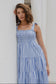 Isabella Strappy Tiered Maxi Dress (Bright Blue Stripe)
