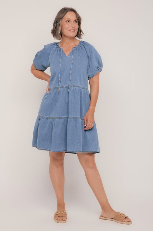 Ismay Chambray Short Dress (Light Wash)