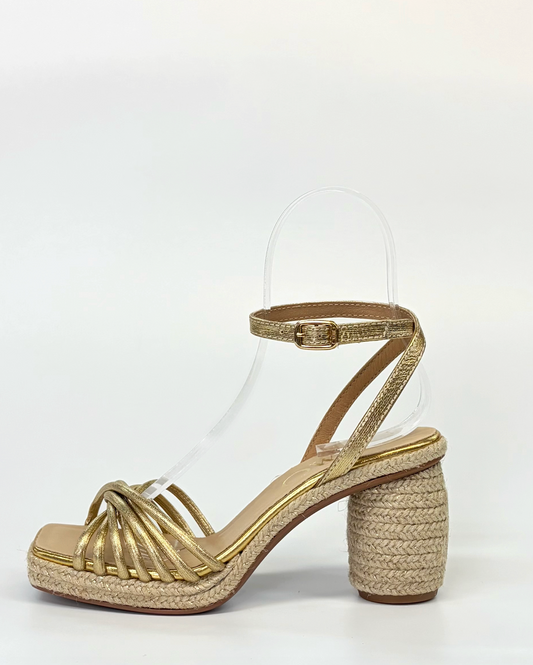 GAMIO Isolde Women's Raffia Platform Heel Gold | Gretel Lane | Women's Platform Heel 