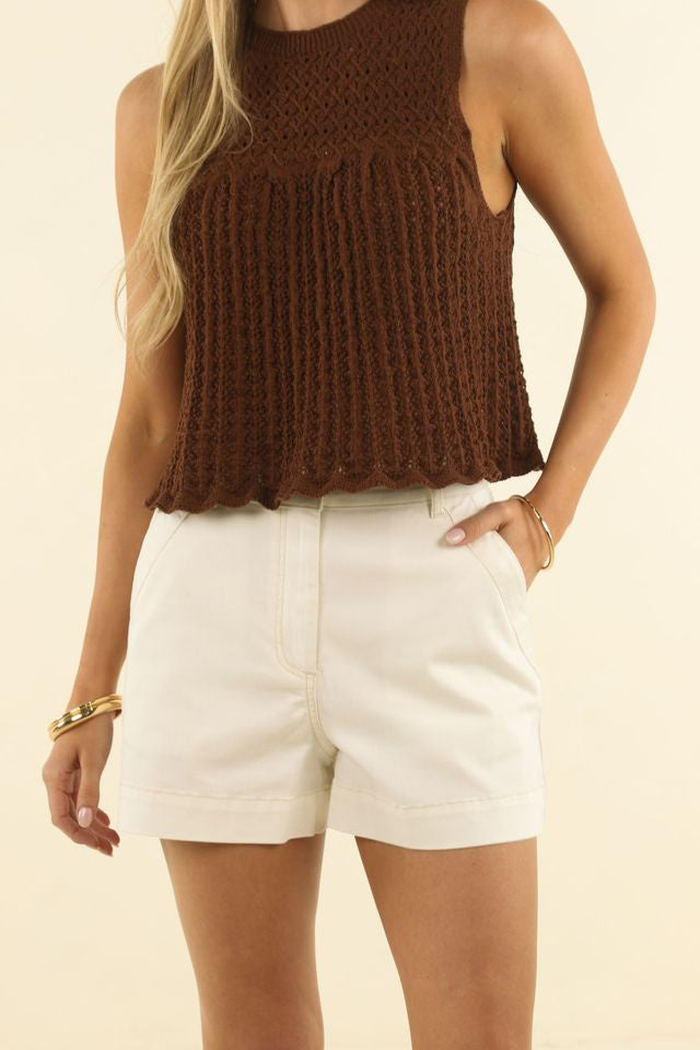 Humidity Ivy Mid-Thigh Denim Short Ivory | Women's Shorts | Gretel Lane
