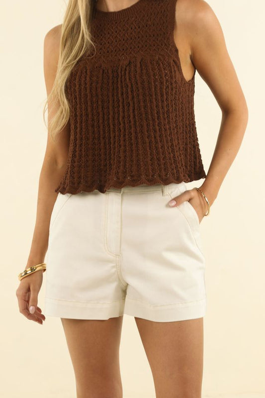 Humidity Ivy Mid-Thigh Denim Short Ivory | Women's Shorts | Gretel Lane