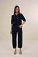 Humidity Ivy Denim 1/4 Button Shirt Dark Blue | Women's Clothing | Gretel Lane